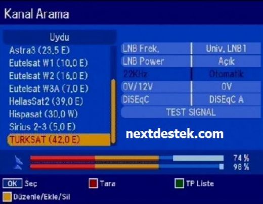 Trksat 1c Otomatik Arama Frekans